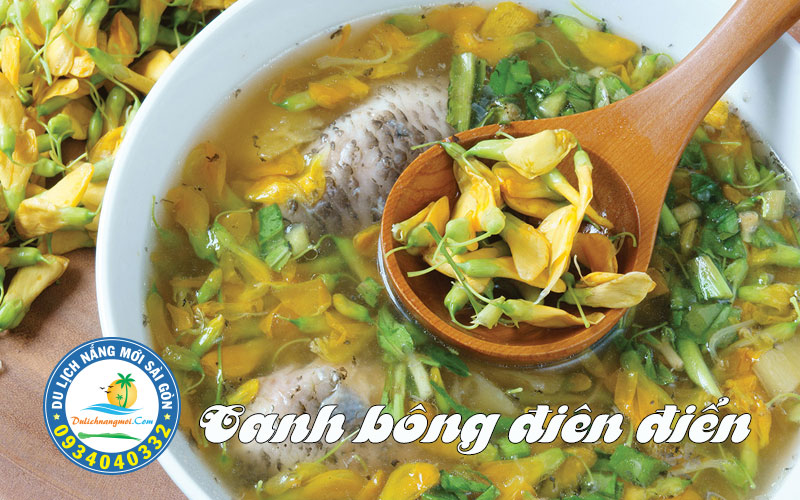 Canh bông điên điển nấu cá linh