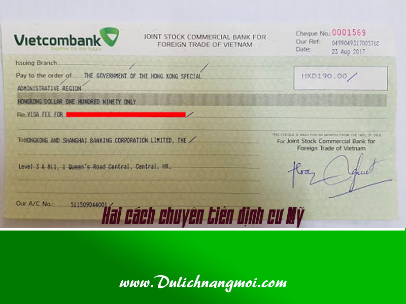 Chuyển tiền đi Mỹ bằng Vietcombank