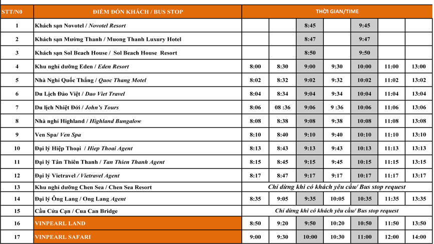 Lịch xe buýt từ Dương Đông đi Vinpearland Phú Quốc