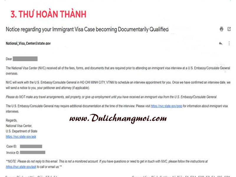 Hồ sơ chỉ hoàn thành khi bạn nhận email này