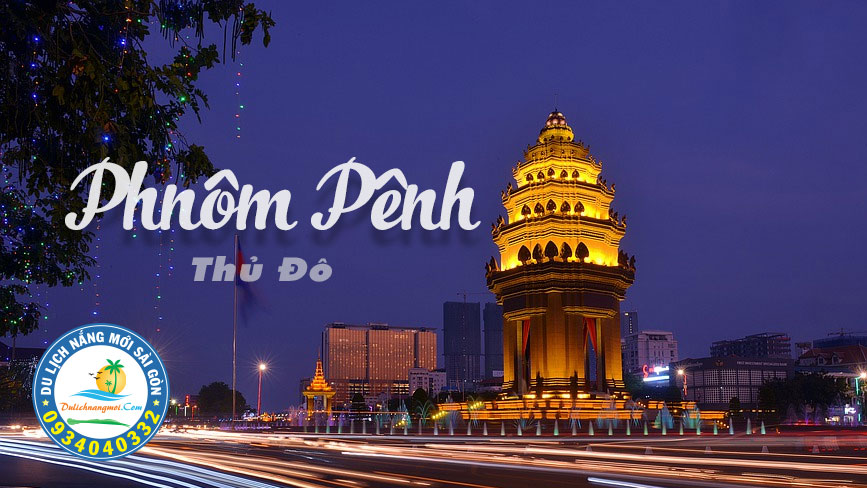 Thủ đô Phom Penh về đêm trong ánh đèn màu rực rỡ